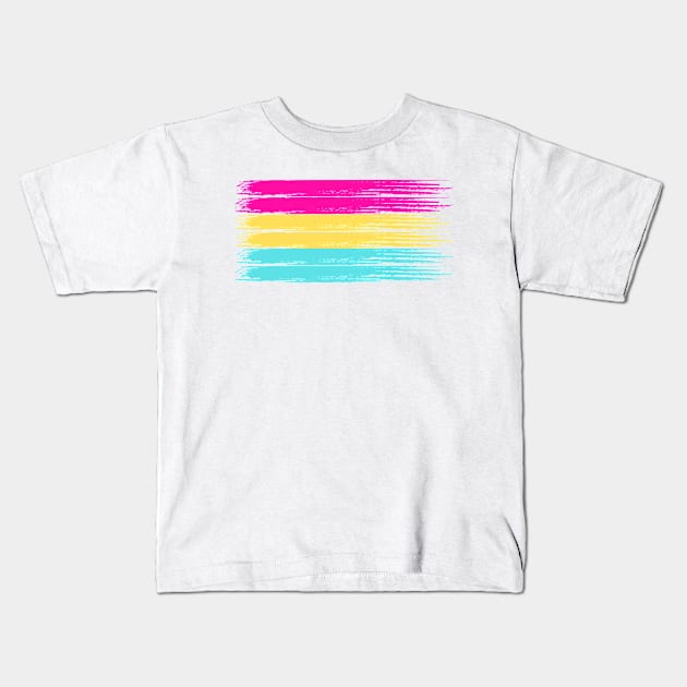 Pride Collection - Pansexual Pride Flag (Paint Streak/Horizontal) Kids T-Shirt by Tanglewood Creations